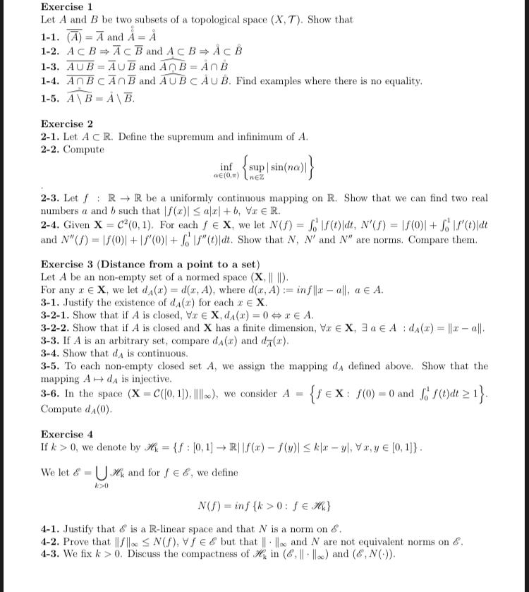 Solved Exercise 1 Let A And B Be Two Subsets Of A | Chegg.com