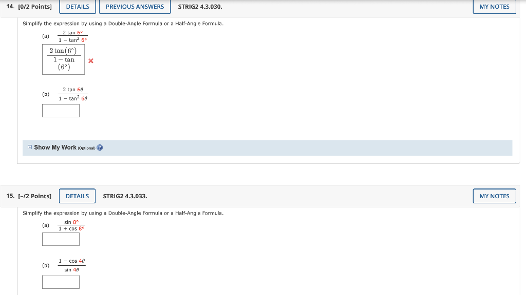 Solved 14. [0/2 Points] DETAILS PREVIOUS ANSWERS STRIG2 | Chegg.com