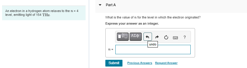 Solved An Electron In A Hydrogen Atom Relaxes To The N=4 | Chegg.com