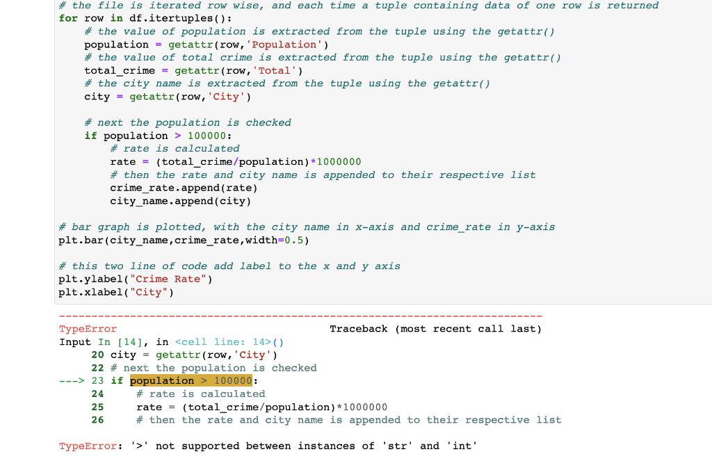 Solved How do I fix this python error to only take cities in | Chegg.com