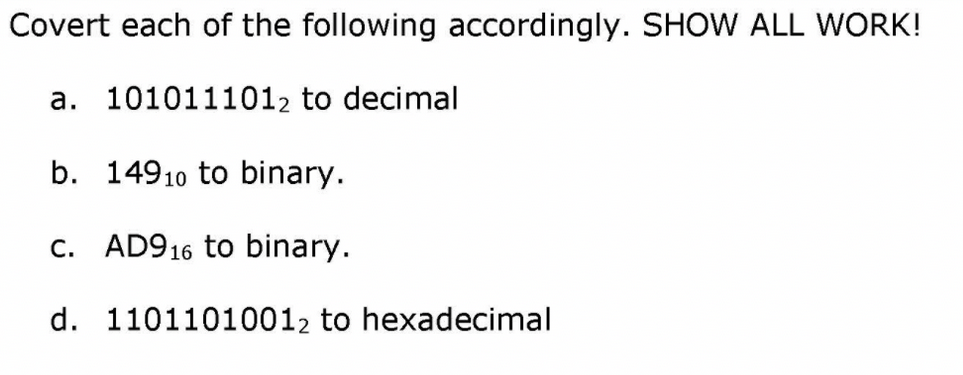 Solved Covert each of the following accordingly. SHOW ALL | Chegg.com