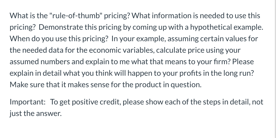 What is the "ruleofthumb" pricing? What information