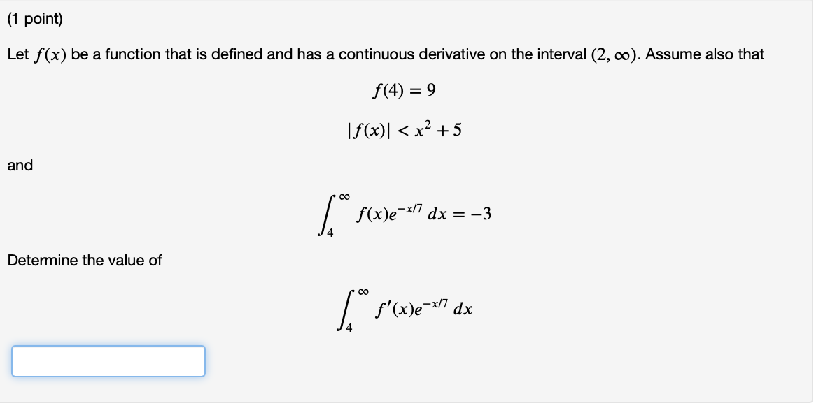 Solved (1 point) Let f(x) be a function that is defined and | Chegg.com