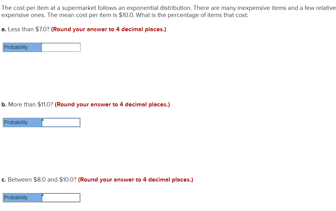 Solved The cost per item at a supermarket follows an