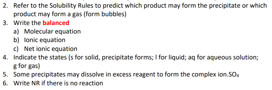 Solved 2. Refer to the Solubility Rules to predict which | Chegg.com