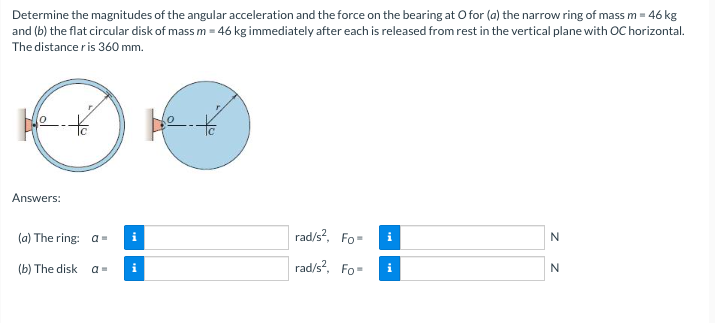 Solved Determine the magnitudes of the angular acceleration | Chegg.com