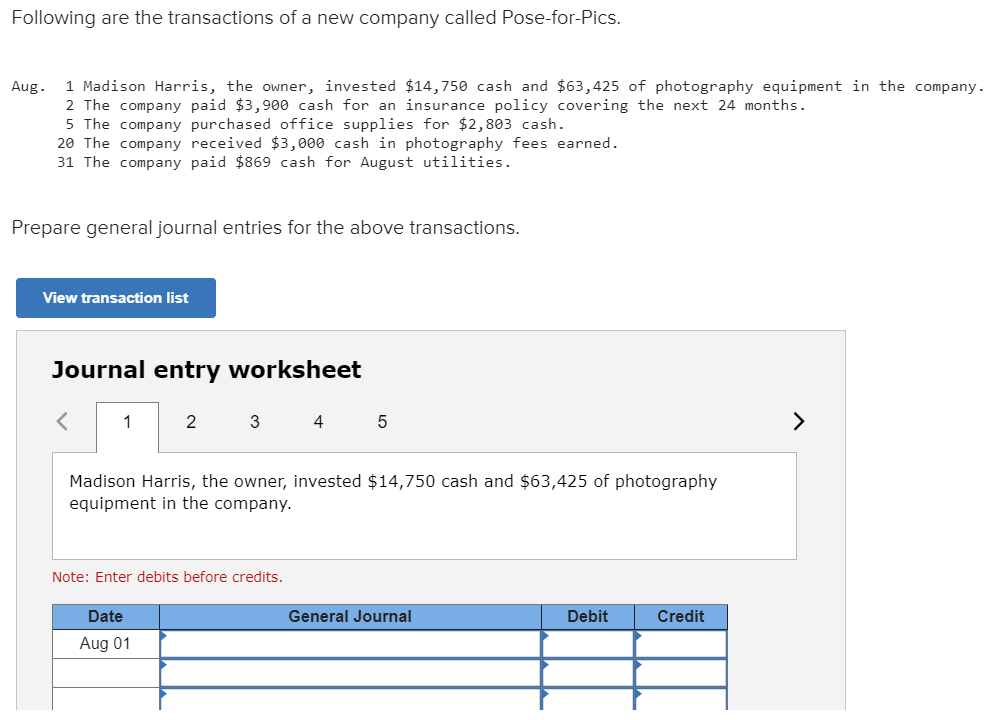 solved-following-are-the-transactions-of-a-new-company-chegg