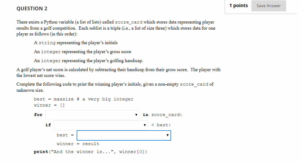 Solved 1 points Save Answer QUESTION 2 There exists a Python | Chegg.com