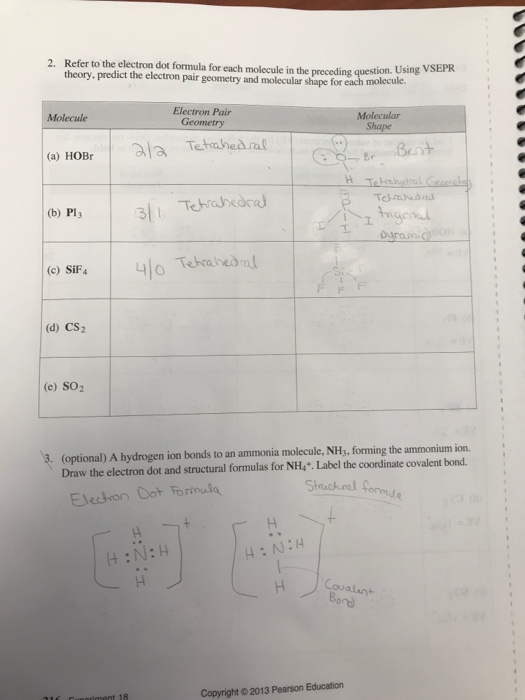 Solved: Refer To The Electron Dot Formula For Each Molecul... | Chegg.com