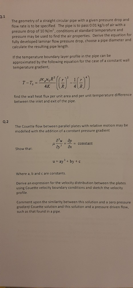 Solved 2.1 The geometry of a straight circular pipe with a | Chegg.com