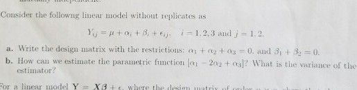 Solved this is from linear models assignment question and | Chegg.com