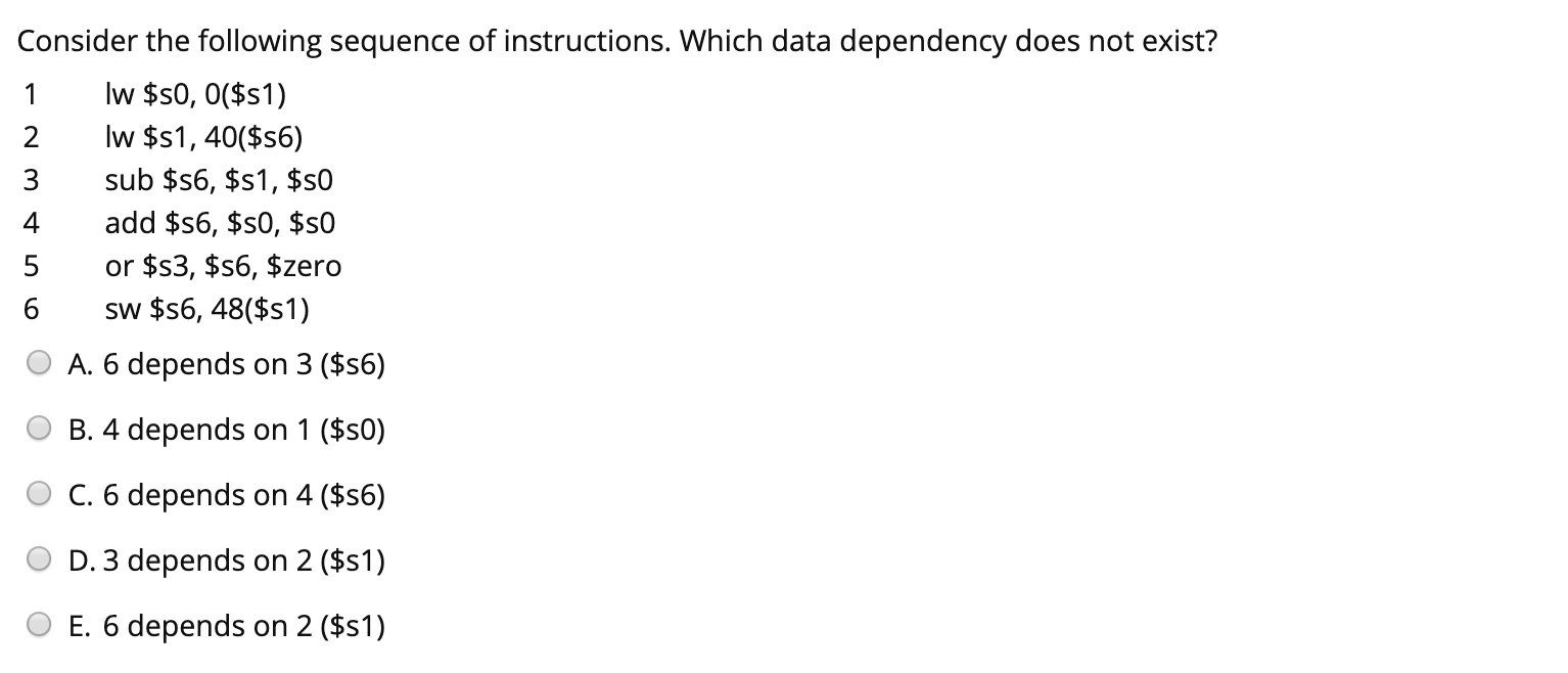 Solved 1 Consider The Following Sequence Of Instructions. | Chegg.com