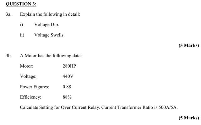 Solved 3a. Explain the following in detail: i) Voltage Dip. | Chegg.com image.