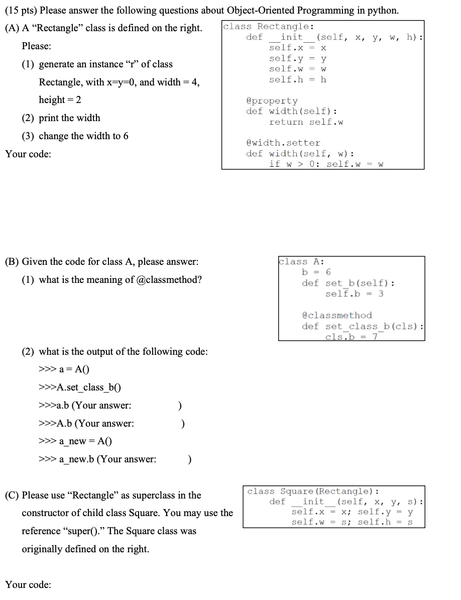 Solved (15 pts) Please answer the following questions about | Chegg.com