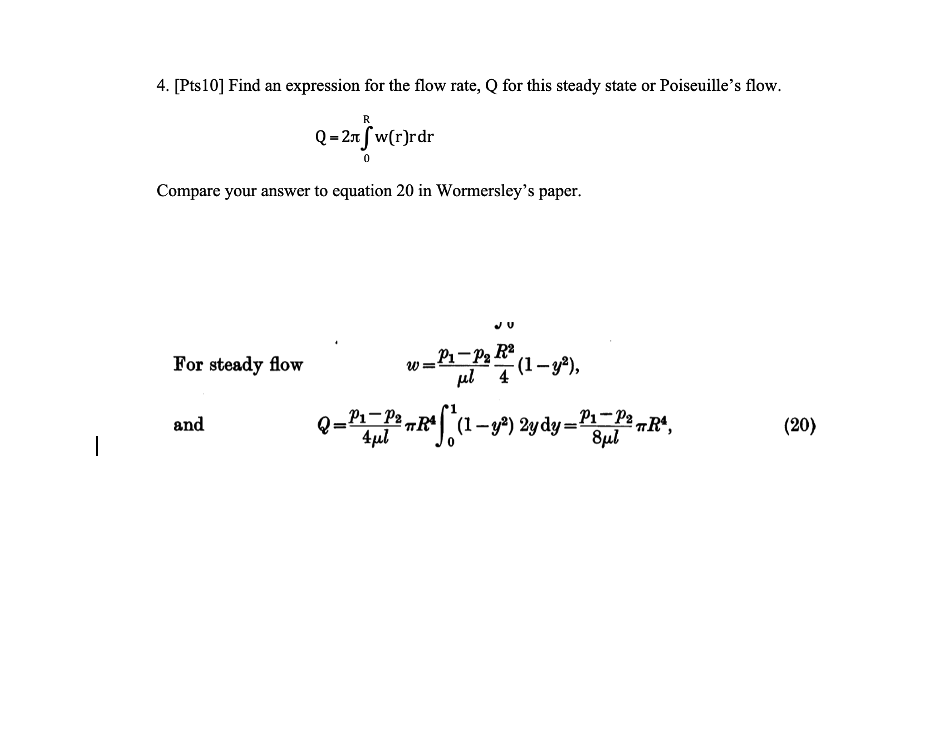 Solved 4. [Pts10] Find an expression for the flow rate, Q | Chegg.com