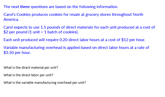 Solved The next three questions are based on the following | Chegg.com