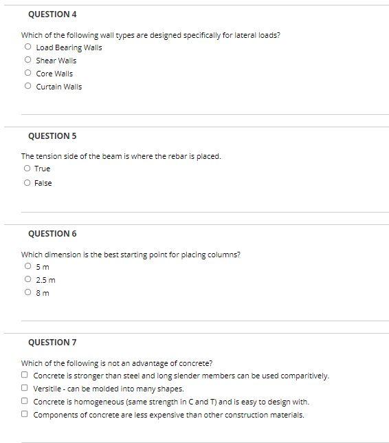 Solved QUESTION 4 Which of the following wall types are | Chegg.com