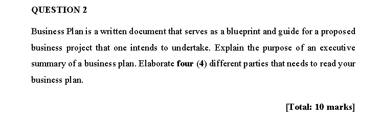 question 2 of 10 a business plan is useful to