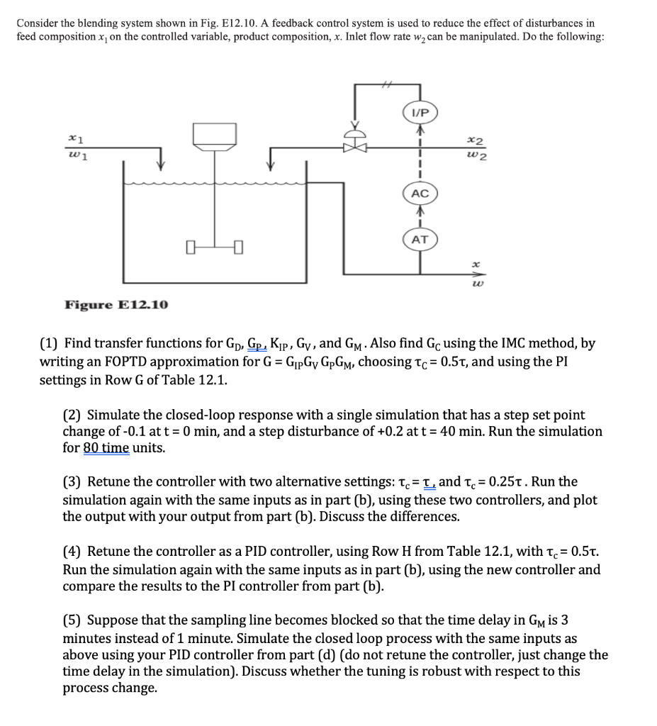 Consider the blending system shown in Fig. E12.10. A | Chegg.com