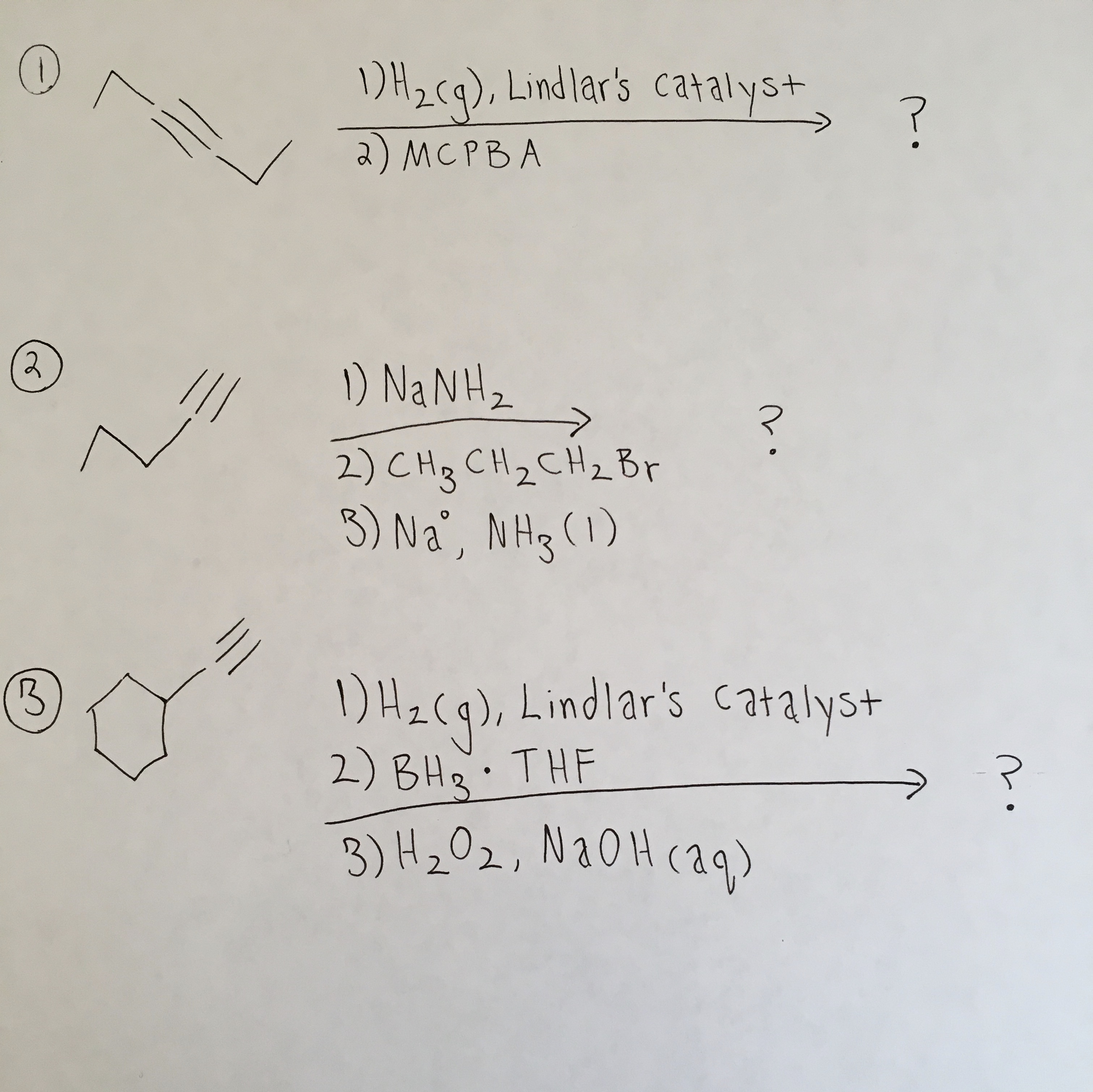 Solved 0 142(9), Lindlar's catalyst 2) MC PBA ? 2 1) Na NH₂