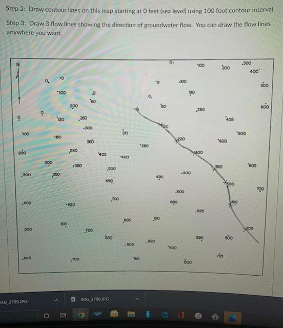 Solved Step 2: Draw contour lines on this map starting at 0 | Chegg.com