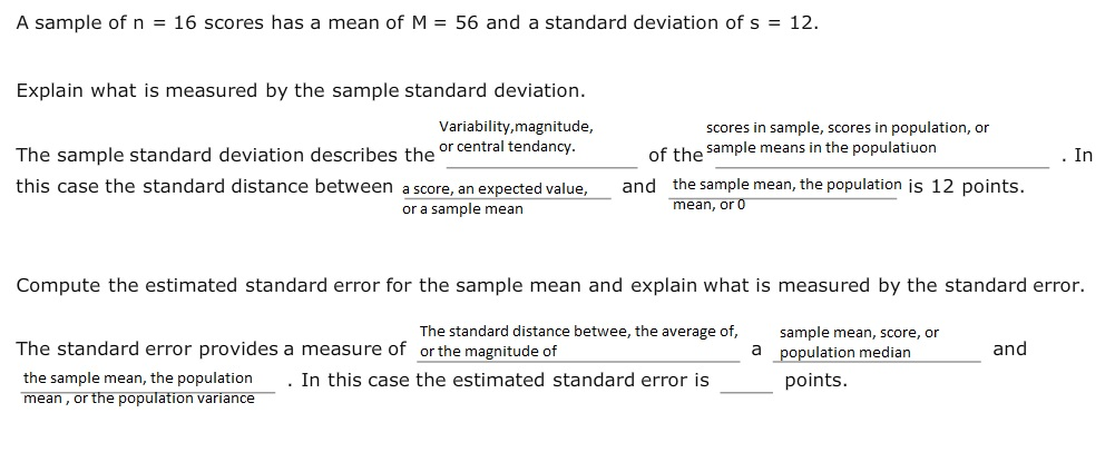 Solved A sample of n -16 scores has a mean of M- 56 and a | Chegg.com