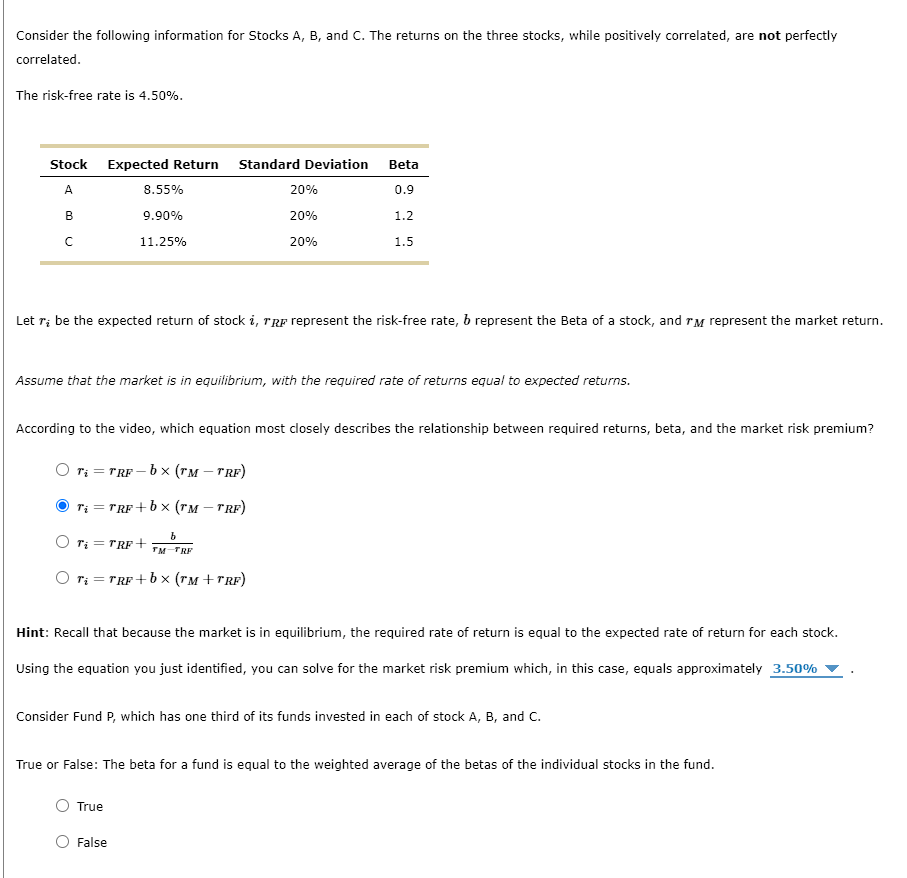 Consider the following information for Stocks A, B, | Chegg.com