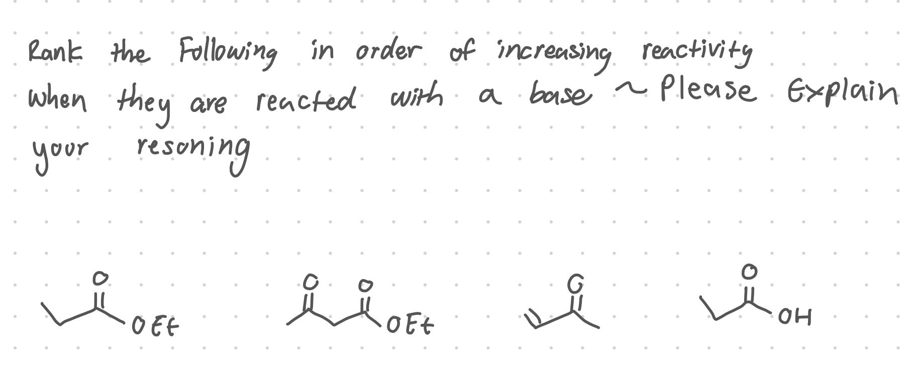 Solved Rank the Following in order of increasing reactivity | Chegg.com