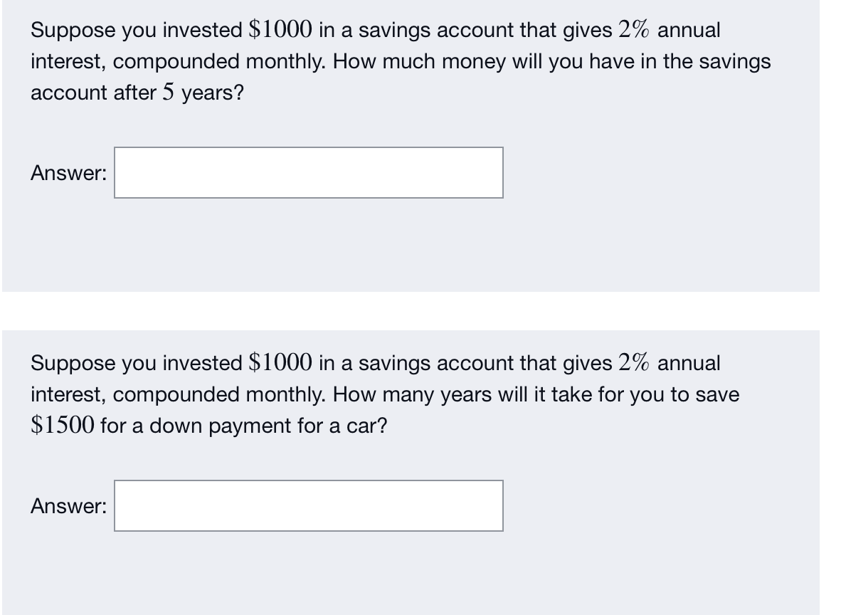 Solved Suppose You Invested $1000 In A Savings Account That | Chegg.com