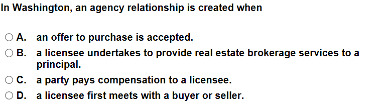 Solved In Washington, an agency relationship is created when | Chegg.com