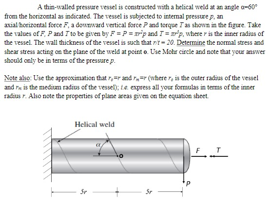 A Thin-walled Pressure Vessel Is Constructed With A | Chegg.com