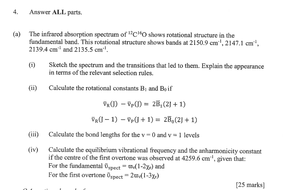 Solved The infrared absorption spectrum of 12C16O shows | Chegg.com