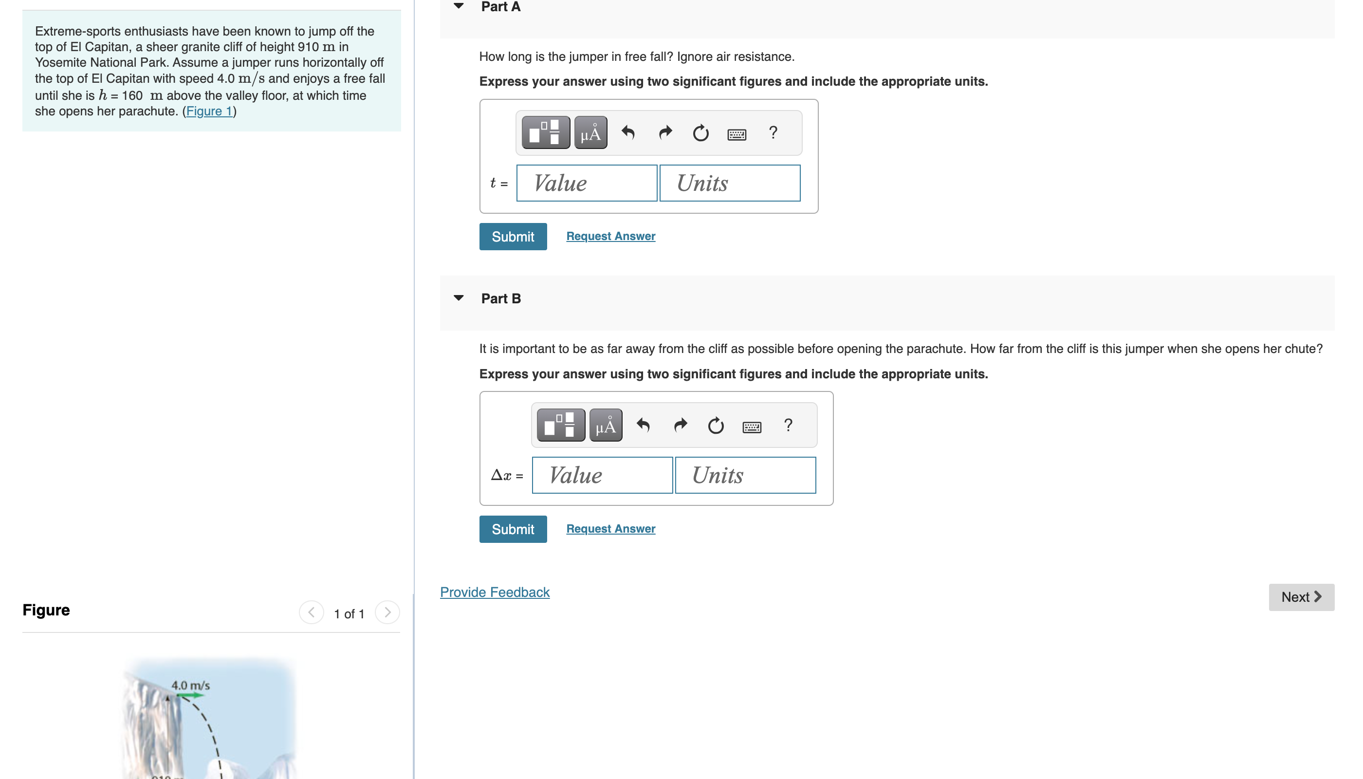 Solved Extreme-sports enthusiasts have been known to jump | Chegg.com