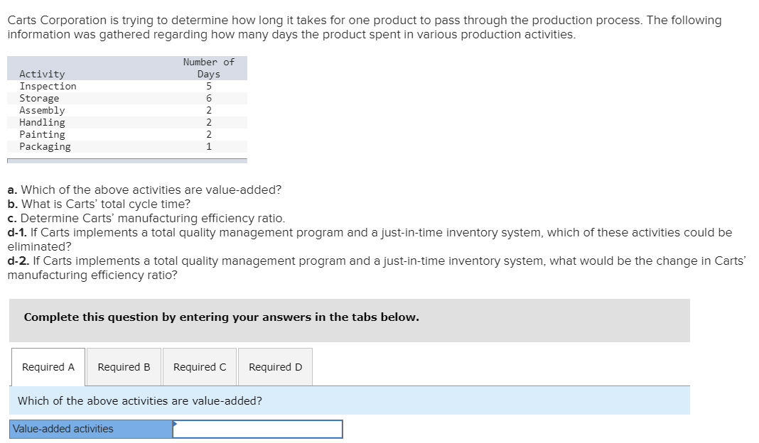 Solved Carts Corporation is trying to determine how long it