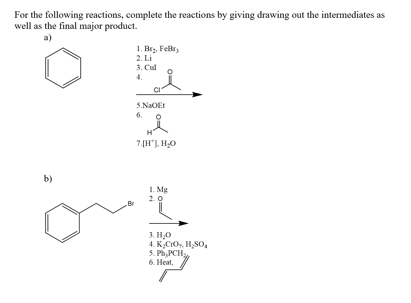 Solved For The Following Reactions, Complete The Reactions | Chegg.com ...