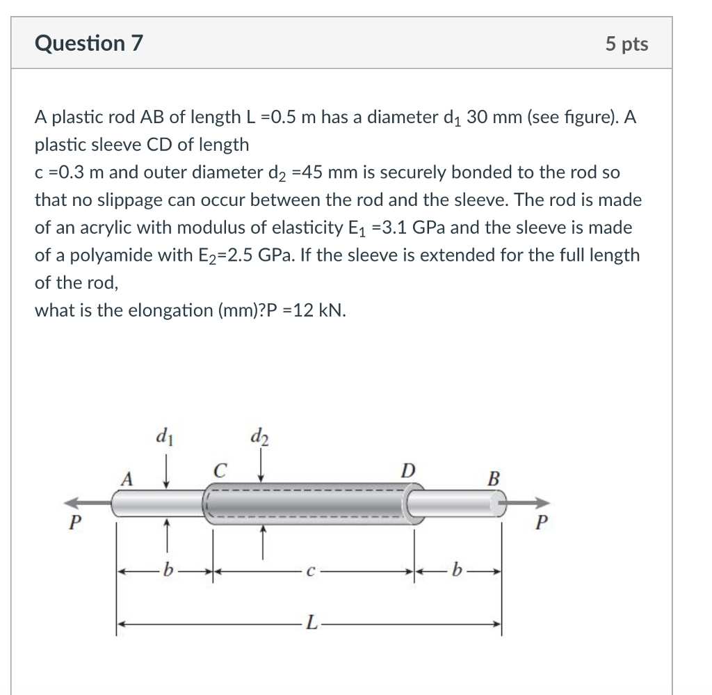 Solved Question 7 5 pts A plastic rod AB of length L0.5 m