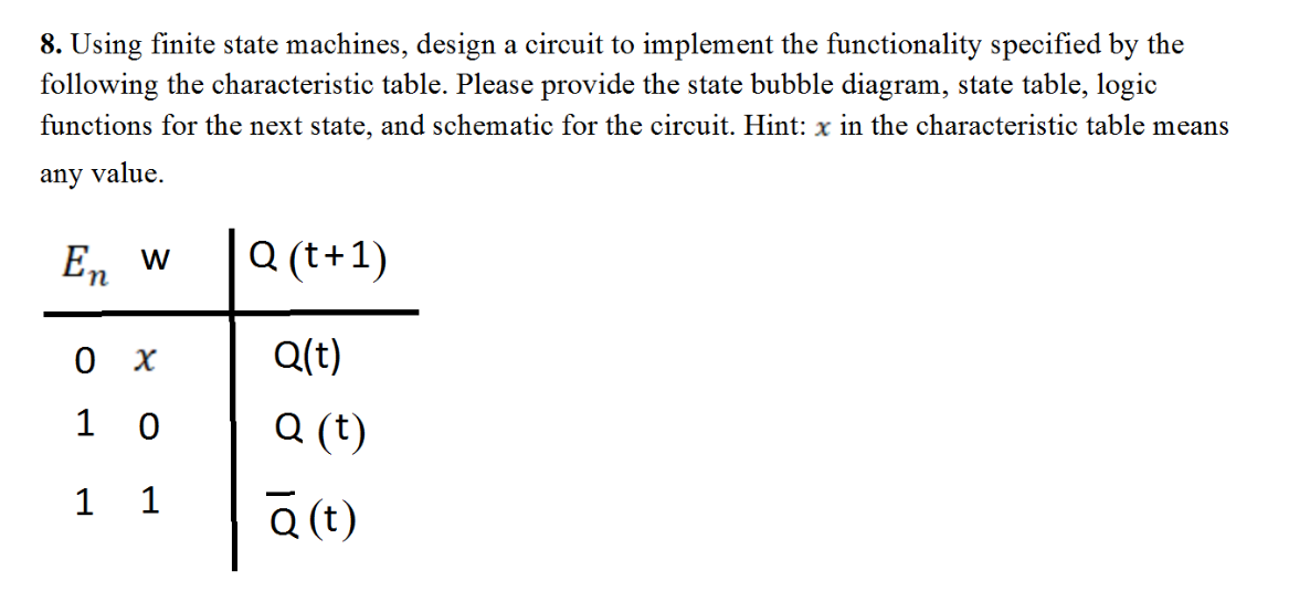 Solved 8. Using Finite State Machines, Design A Circuit To | Chegg.com