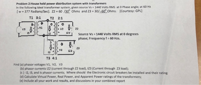 Solved Problem 2:House hold power distribution system with | Chegg.com