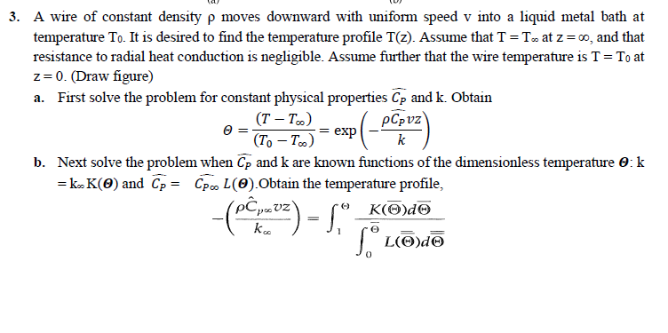 Solved A wire of constant density ρ moves downward with | Chegg.com