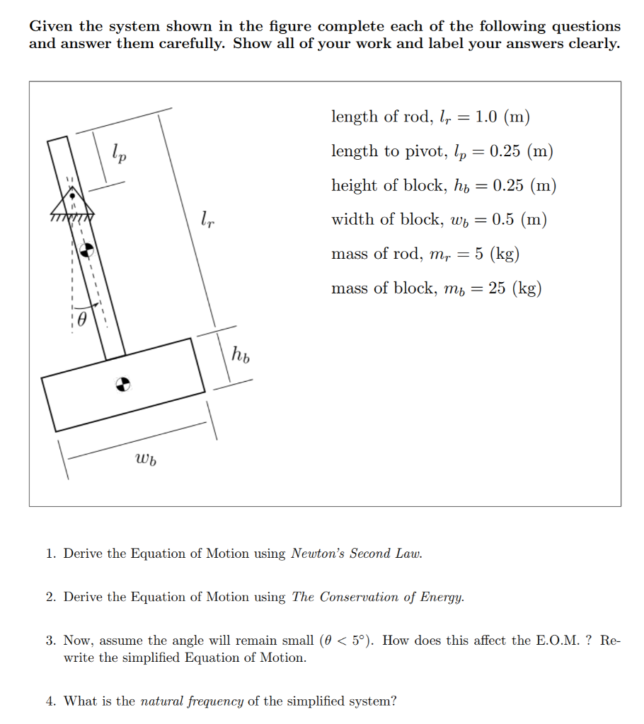 Solved Given the system shown in the figure complete each of | Chegg.com