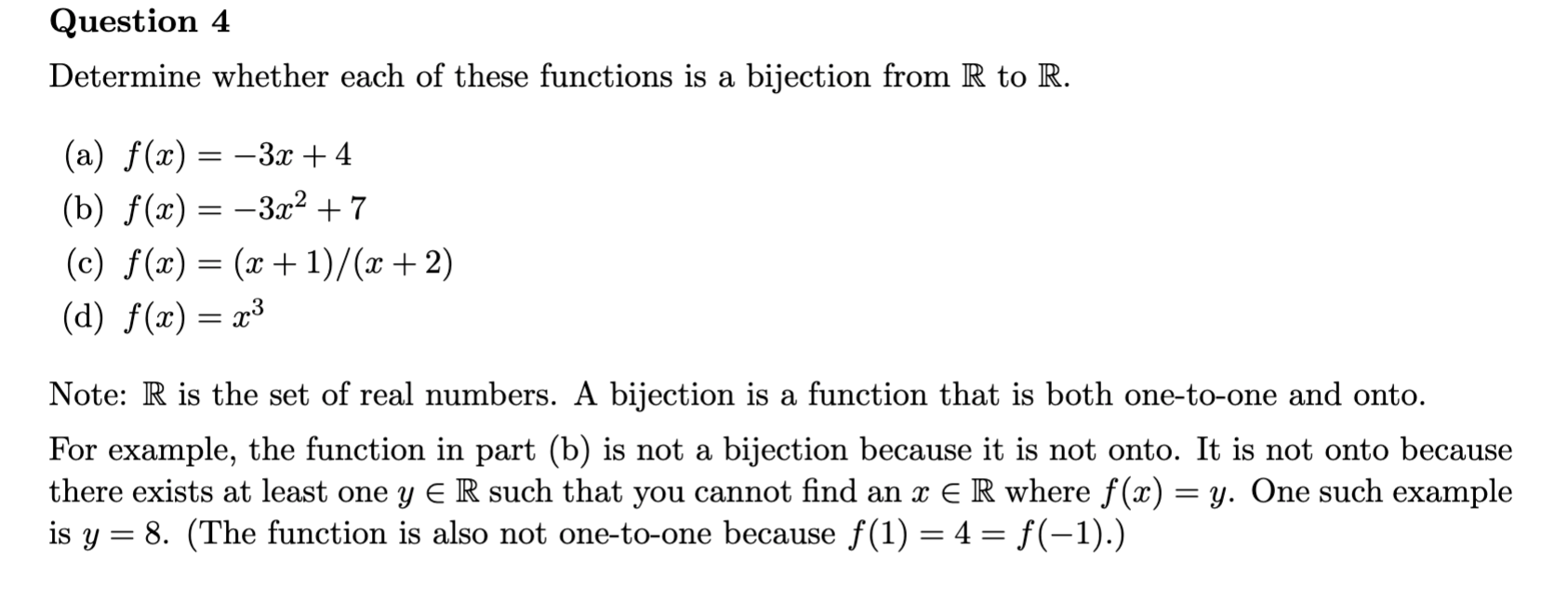 Solved Question 4 Determine Whether Each Of These Functions 9888