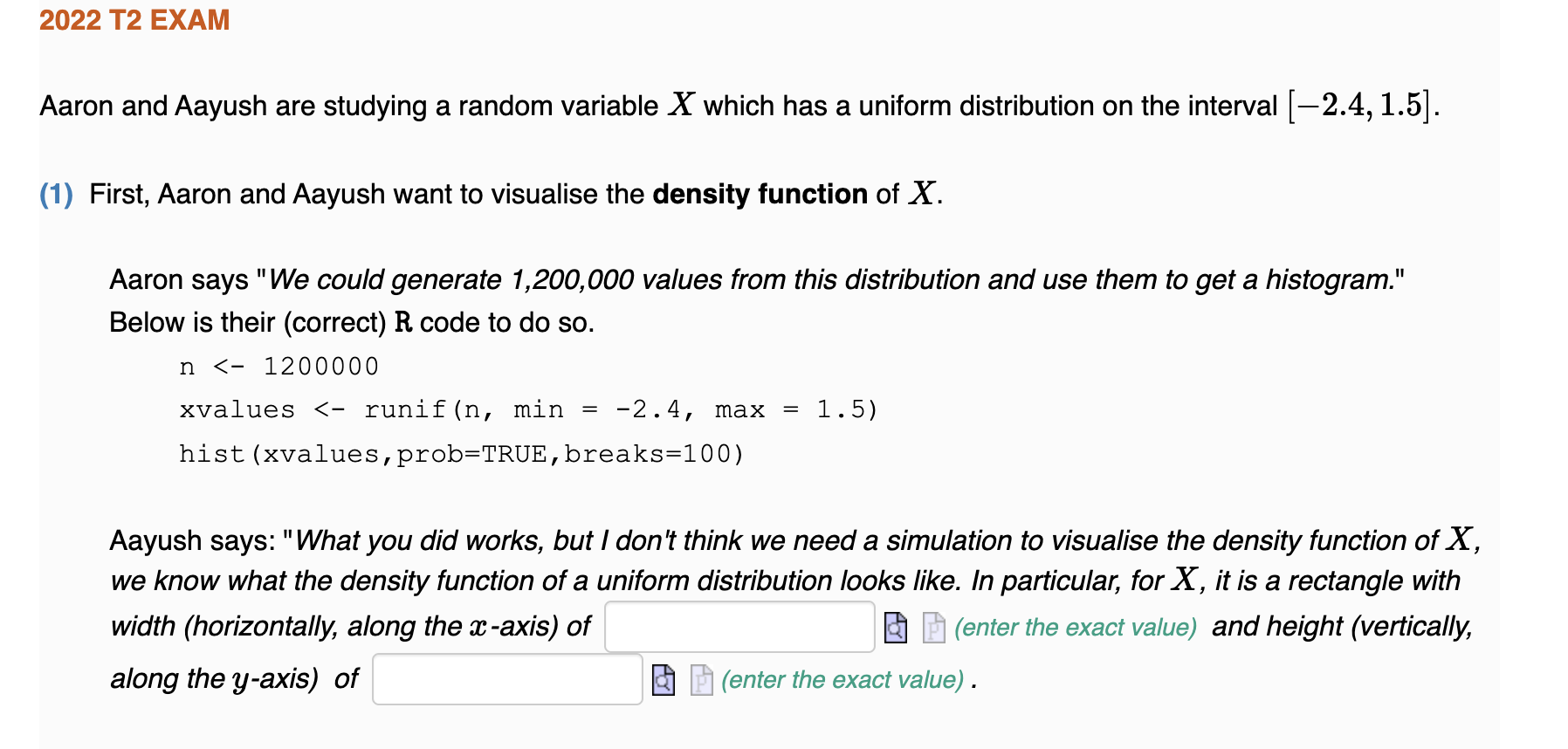 Solved Iaron and Aayush are studying a random variable \\( X | Chegg.com