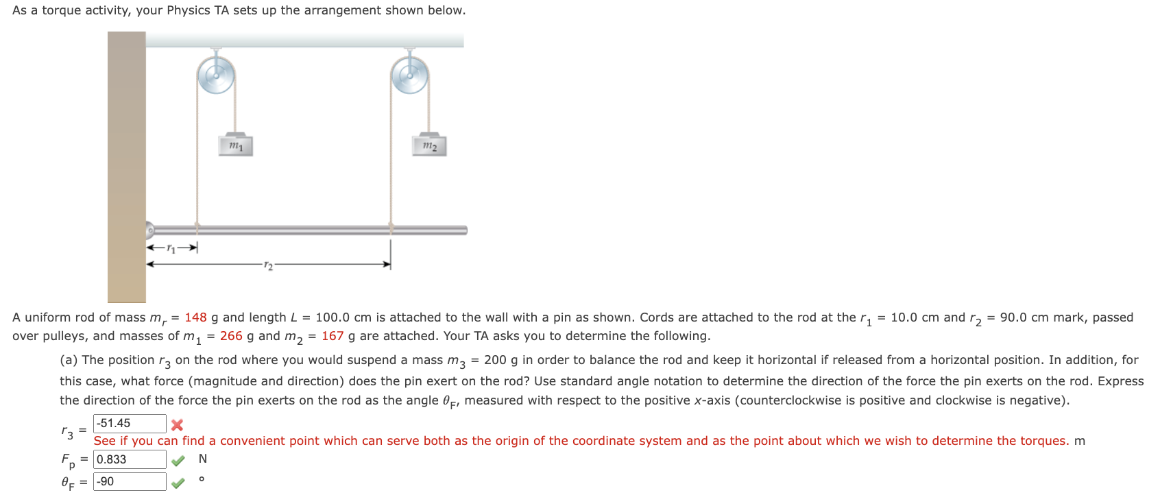 Solved As a torque activity, your Physics TA sets up the | Chegg.com