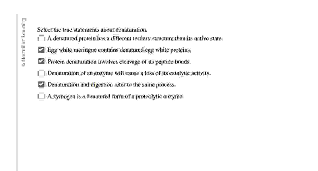 Solved Select the truestatements abosut denatuntion.— ﻿A | Chegg.com