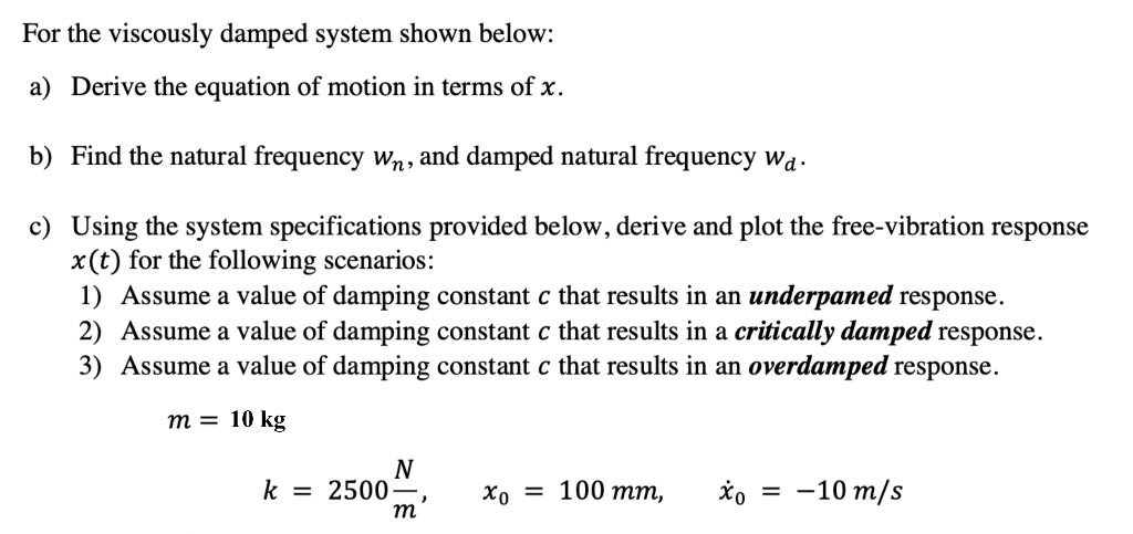 Solved For The Viscously Damped System Shown Below: A) | Chegg.com