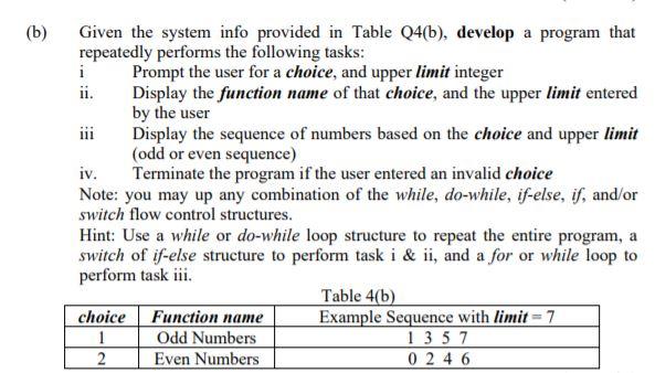 Solved (b) Given The System Info Provided In Table Q4(b), | Chegg.com