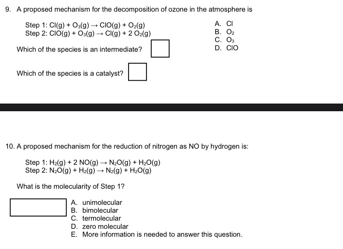 Solved 9. A proposed mechanism for the decomposition of | Chegg.com
