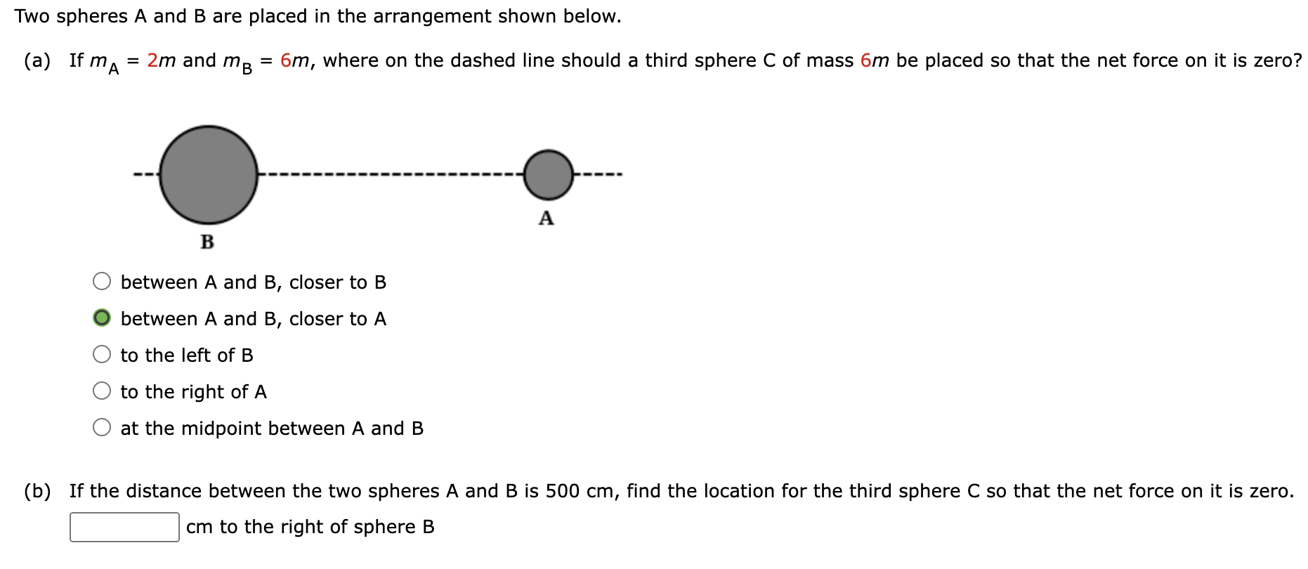 Solved Two Spheres A And B Are Placed In The Arrangement | Chegg.com