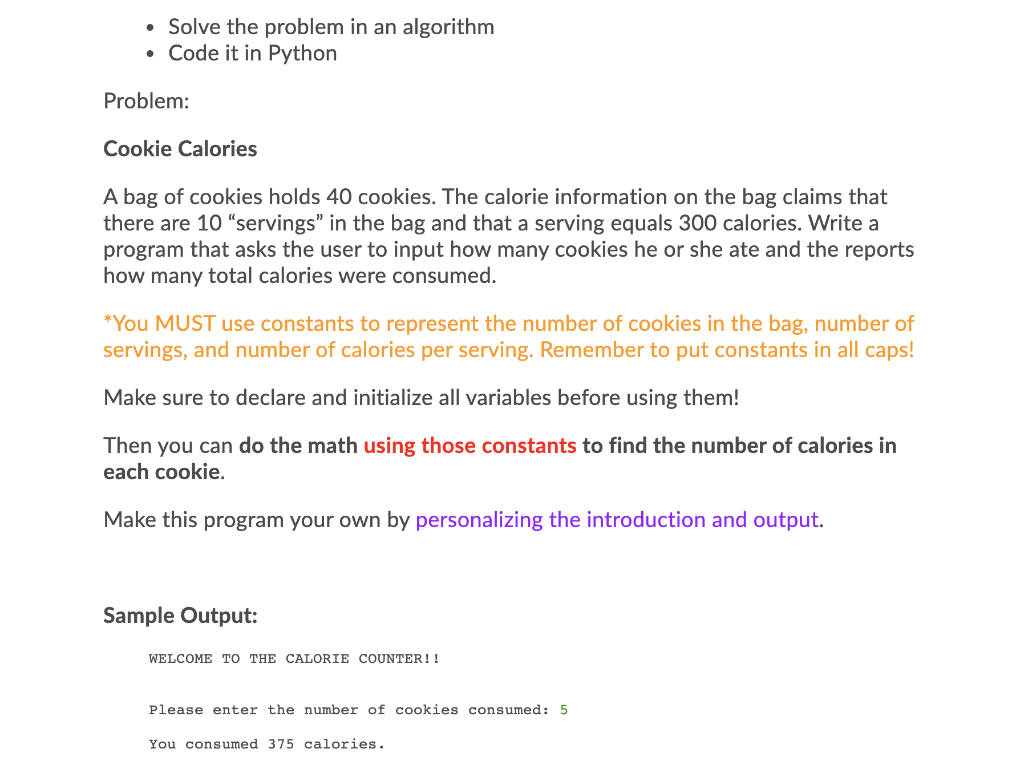 Solved • Solve the problem in an algorithm • Code it in | Chegg.com