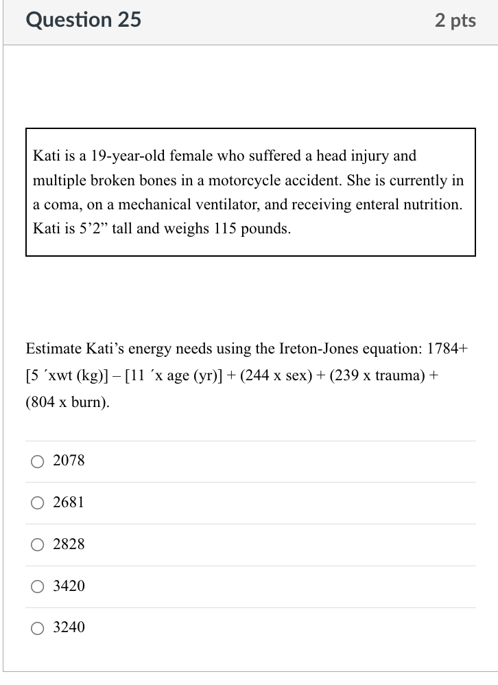 Solved Question 25 2 pts Kati is a 19yearold female who